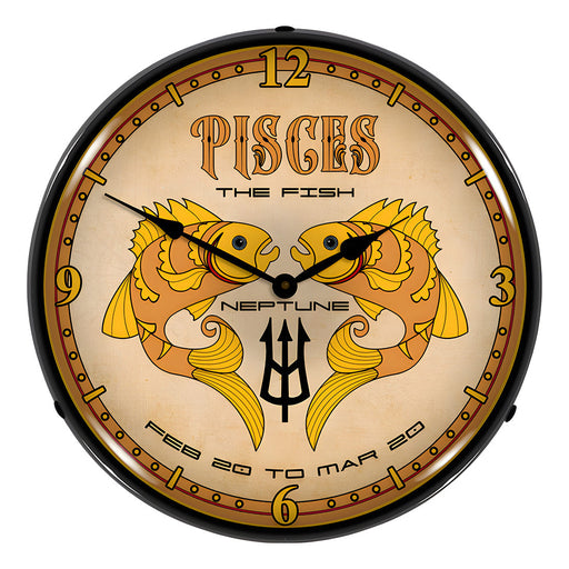 Collectable Sign and Clock Pisces Backlit Wall Clock