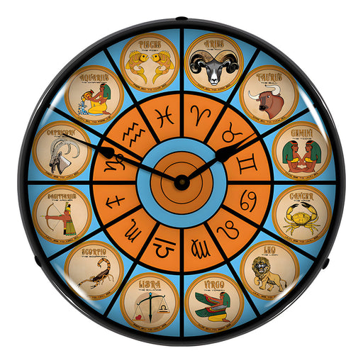Collectable Sign and Clock Zodiac Chart Backlit Wall Clock
