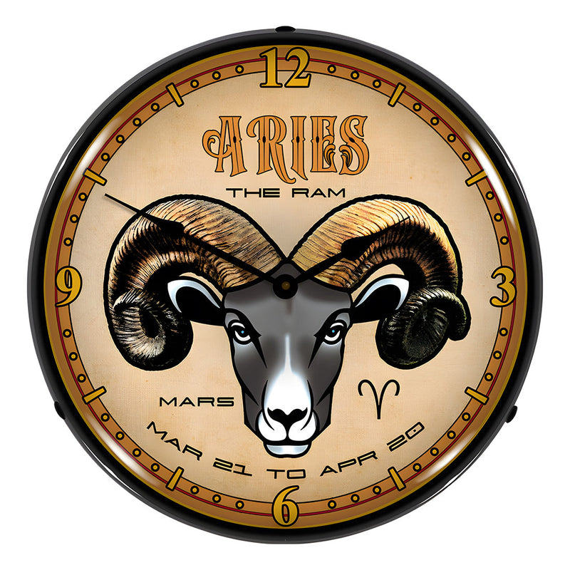Collectable Sign and Clock Aries Backlit Wall Clock