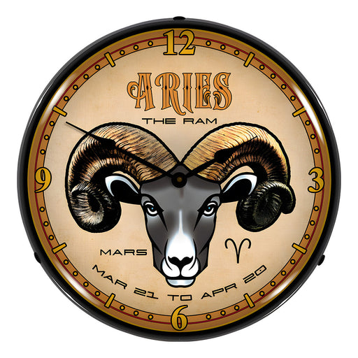 Collectable Sign and Clock Aries Backlit Wall Clock