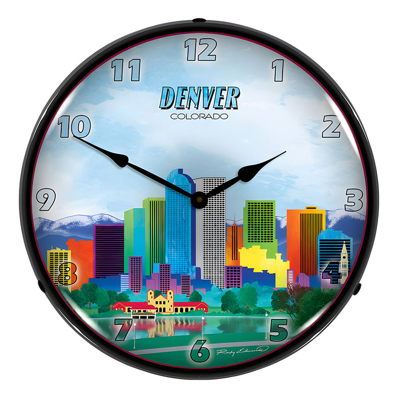 Collectable Sign and Clock Denver Skyline Backlit Wall Clock