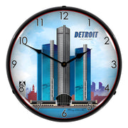 Collectable Sign and Clock Detroit Skyline Backlit Wall Clock