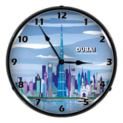 Collectable Sign and Clock Dubai Skyline Backlit Wall Clock