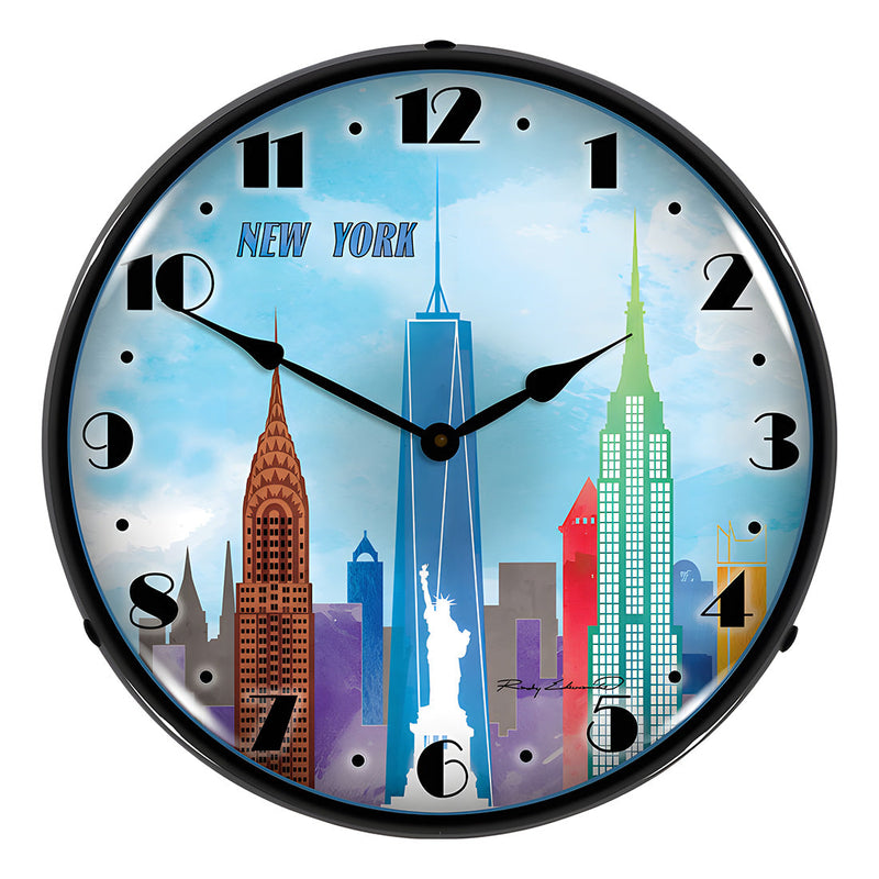 Collectable Sign and Clock New York Skyline Backlit Wall Clock