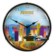 Collectable Sign and Clock Phoenix Skyline Backlit Wall Clock