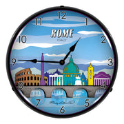 Collectable Sign and Clock Rome Skyline Backlit Wall Clock