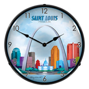 Collectable Sign and Clock Saint Louis Skyline Backlit Wall Clock