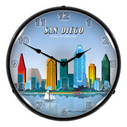 Collectable Sign and Clock San Diego Skyline Backlit Wall Clock