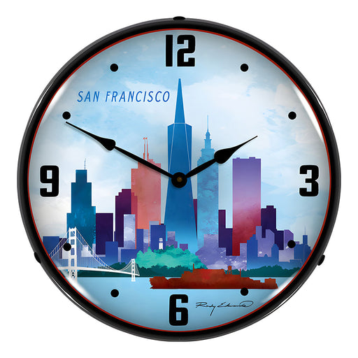 Collectable Sign and Clock San Francisco Skyline Backlit Wall Clock