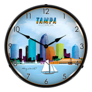 Collectable Sign and Clock Tampa Skyline Backlit Wall Clock