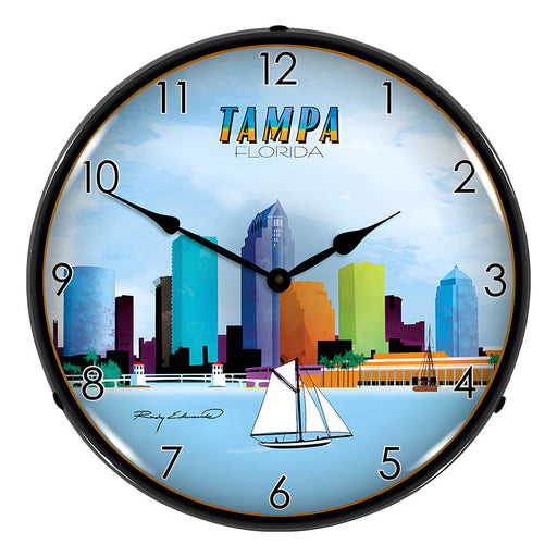 Collectable Sign and Clock Tampa Skyline Backlit Wall Clock