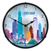 Collectable Sign and Clock Chicago Skyline Backlit Wall Clock