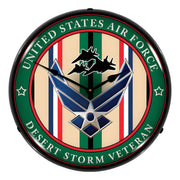Collectable Sign and Clock Air Force Veteran Operation Desert Storm Backlit Wall Clock