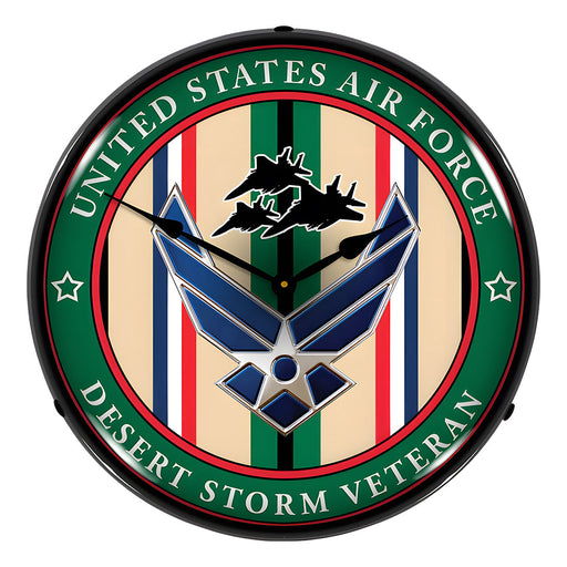 Collectable Sign and Clock Air Force Veteran Operation Desert Storm Backlit Wall Clock