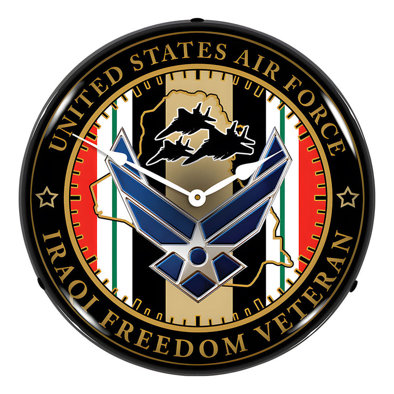 Collectable Sign and Clock Air Force Veteran Operation Iraqi Freedom Backlit Wall Clock
