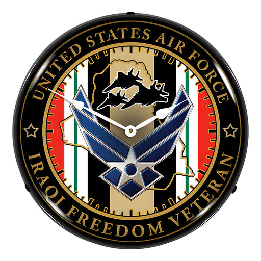 Collectable Sign and Clock Air Force Veteran Operation Iraqi Freedom Backlit Wall Clock