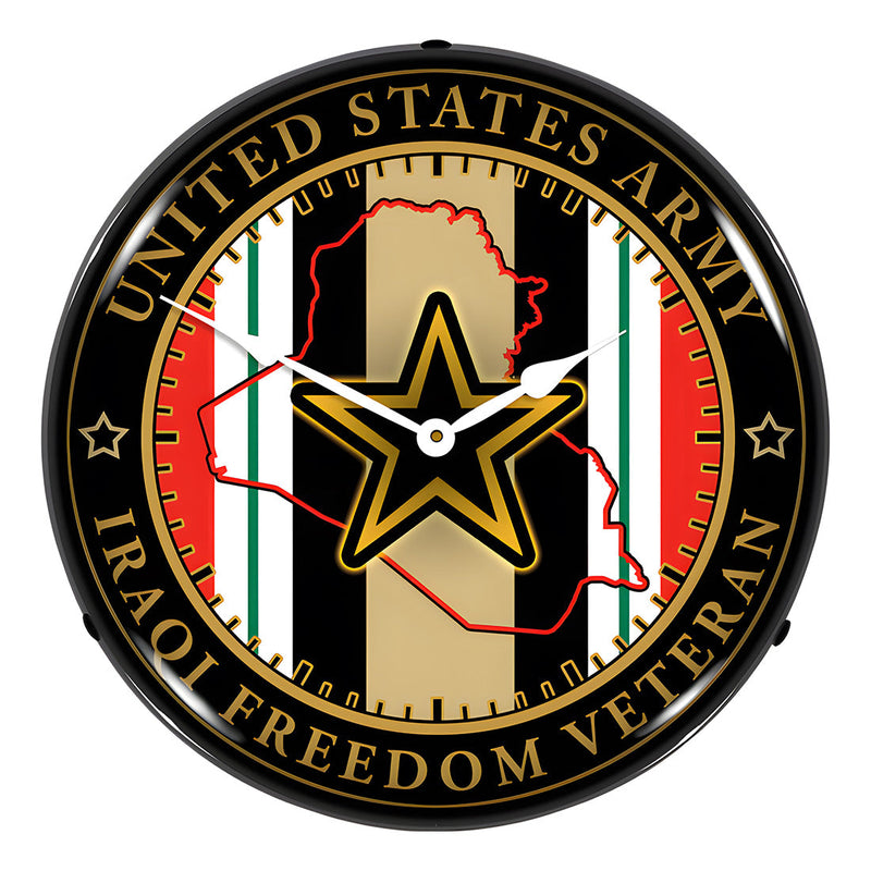 Collectable Sign and Clock Army Veteran Operation Iraqi Freedom Backlit Wall Clock