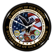 Collectable Sign and Clock Fallen Heroes Backlit Wall Clock