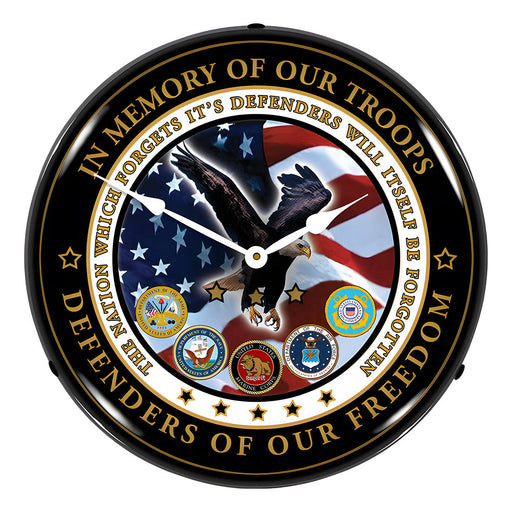 Collectable Sign and Clock Fallen Heroes Backlit Wall Clock