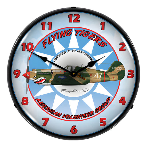 Collectable Sign and Clock Flying Tigers Backlit Wall Clock