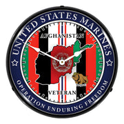 Collectable Sign and Clock Marine Veteran Operation Enduring Freedom Backlit Wall Clock