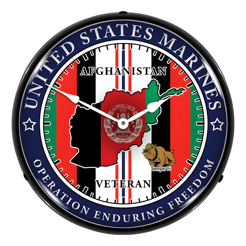 Collectable Sign and Clock Marine Veteran Operation Enduring Freedom Backlit Wall Clock