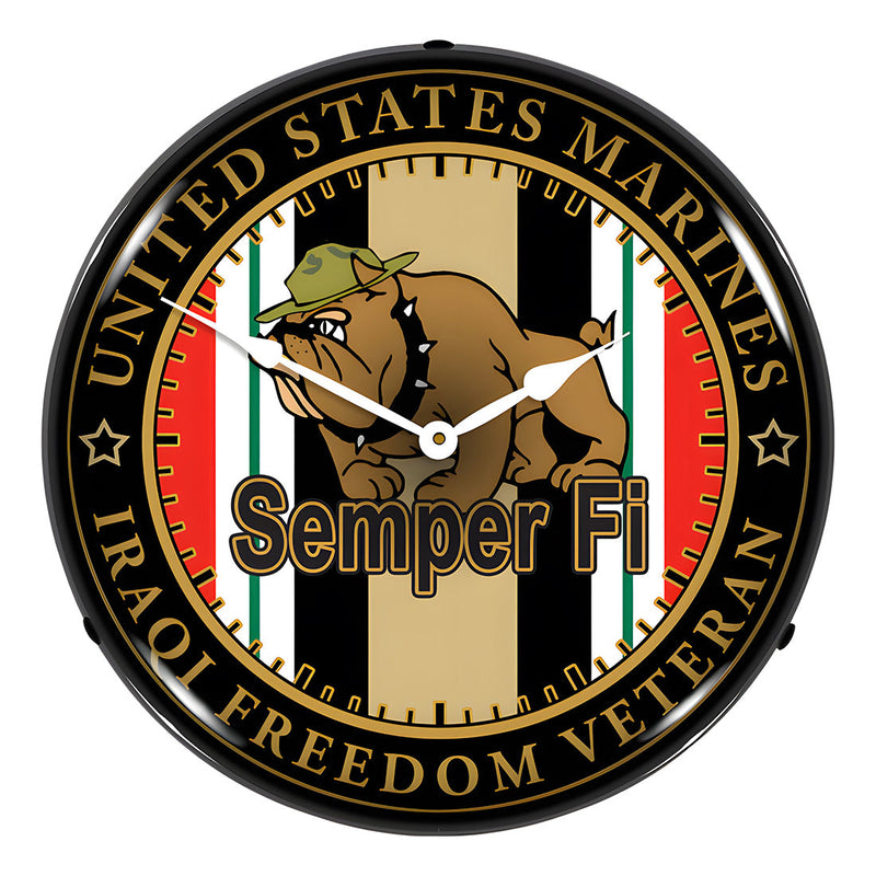 Collectable Sign and Clock Marine Veteran Operation Iraqi Freedom Backlit Wall Clock