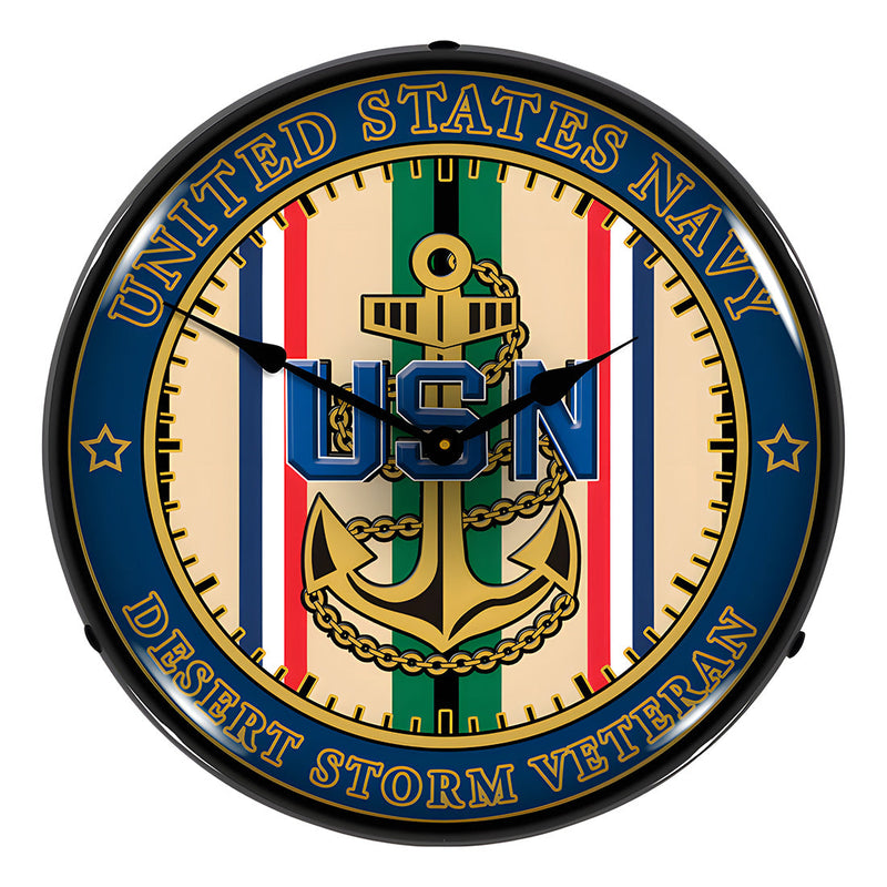 Collectable Sign and Clock Navy Veteran Operation Desert Storm Backlit Wall Clock