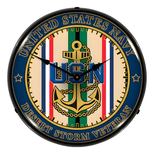 Collectable Sign and Clock Navy Veteran Operation Desert Storm Backlit Wall Clock