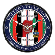 Collectable Sign and Clock Navy Veteran Operation Enduring Freedom Backlit Wall Clock