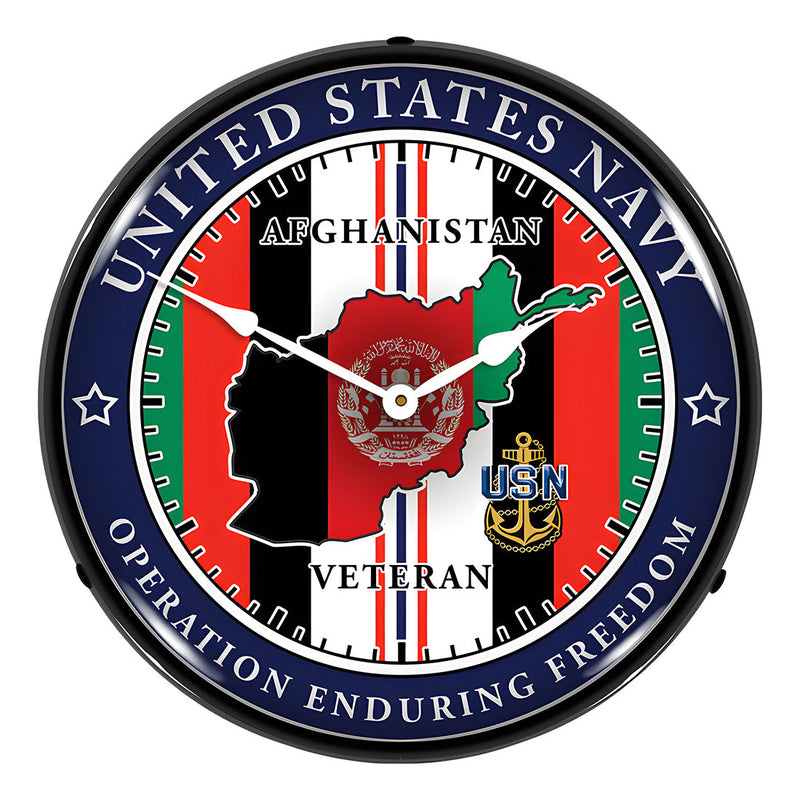 Collectable Sign and Clock Navy Veteran Operation Enduring Freedom Backlit Wall Clock