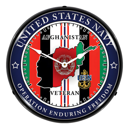 Collectable Sign and Clock Navy Veteran Operation Enduring Freedom Backlit Wall Clock