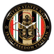 Collectable Sign and Clock Navy Veteran Operation Iraqi Freedom Backlit Wall Clock