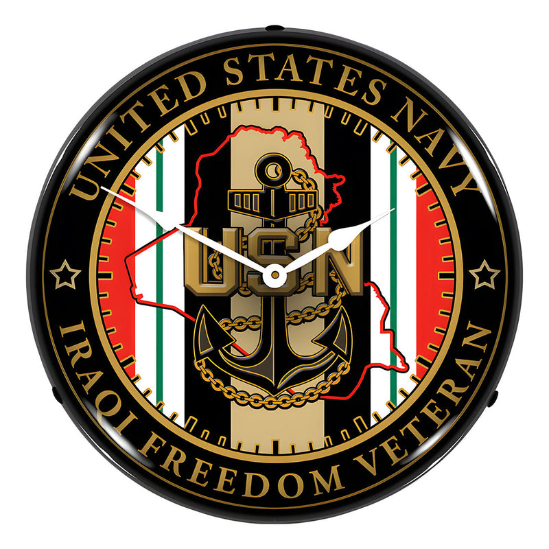 Collectable Sign and Clock Navy Veteran Operation Iraqi Freedom Backlit Wall Clock