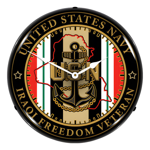 Collectable Sign and Clock Navy Veteran Operation Iraqi Freedom Backlit Wall Clock