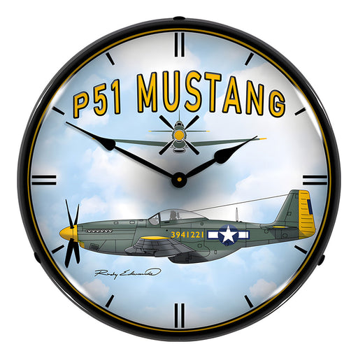 Collectable Sign and Clock P51 Mustang Backlit Wall Clock