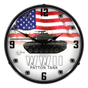 Collectable Sign and Clock WWII Patton Tank Backlit Wall Clock
