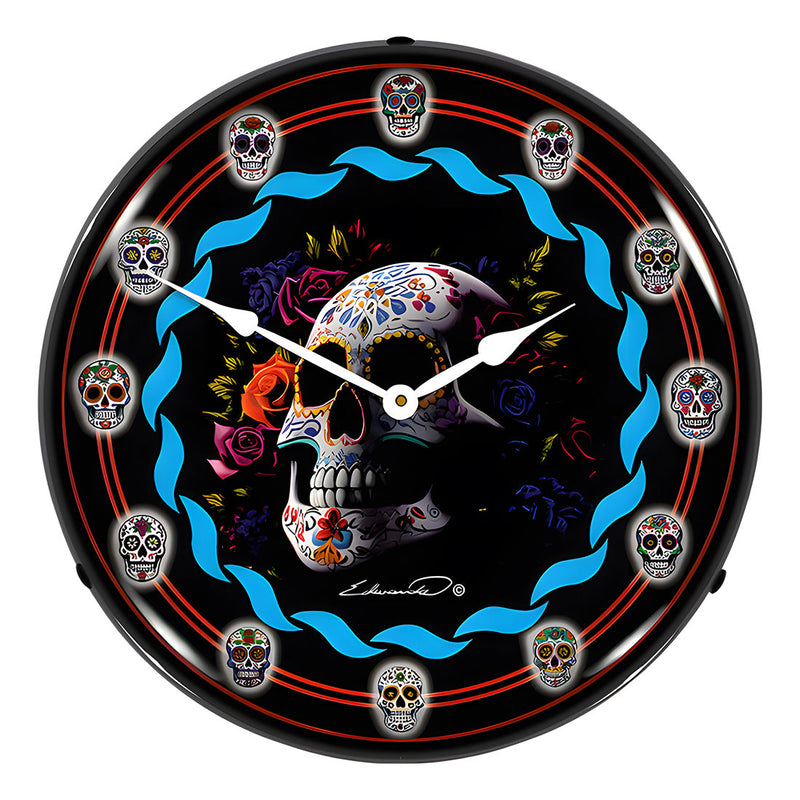 Collectable Sign and Clock Day Of The Dead Backlit Wall Clock