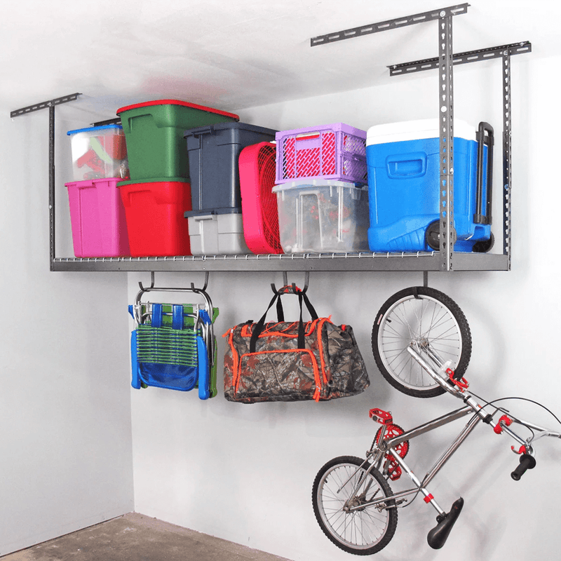 SafeRacks 2' x 8' Overhead Storage Rack with 24-45-Inch Drop (Hammertone)