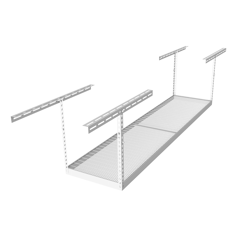 SafeRacks 2' x 8' Overhead Storage Rack with 12-24-Inch Drop (White)
