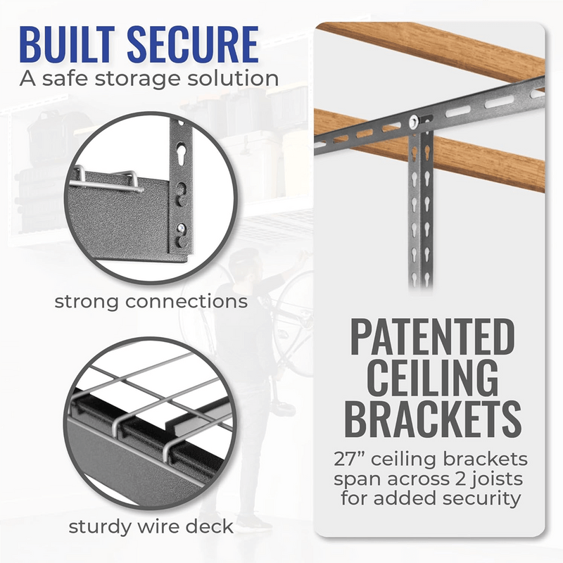 MonsterRAX Two 4' x 8' Overhead Storage Rack with 12-24-Inch Drop (Hammertone)