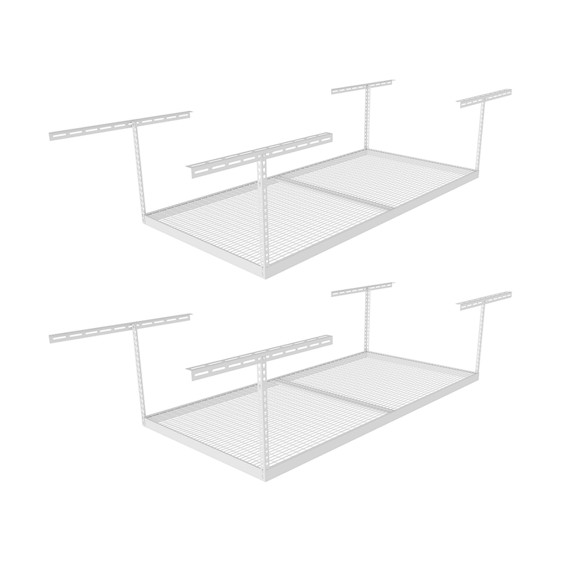 MonsterRAX Two 4' x 8' Overhead Storage Rack with 12-24-Inch Drop (White)