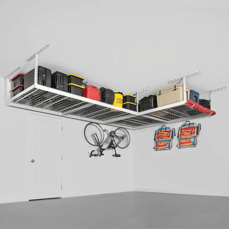 MonsterRAX Two 4' x 8' Overhead Storage Rack with 12-24-Inch Drop (White)