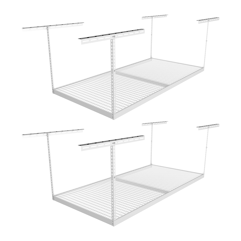 MonsterRAX Two 4' x 8' Overhead Storage Rack with 24-45-Inch Drop (White)
