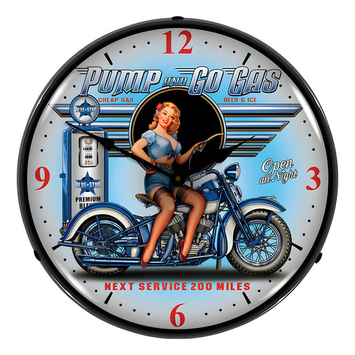 Collectable Sign and Clock Pump N Go Gas Backlit Wall Clock