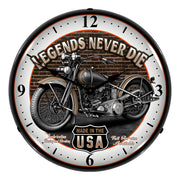 Collectable Sign and Clock Legends Never Die Backlit Wall Clock