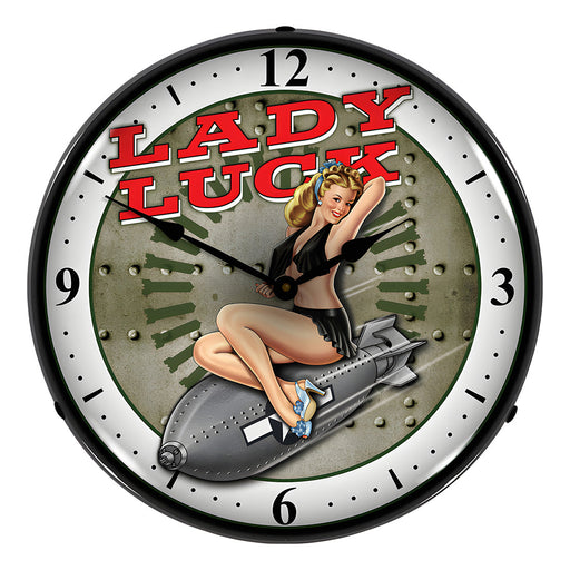Collectable Sign and Clock Lady Luck Backlit Wall Clock