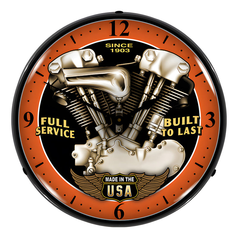Collectable Sign and Clock Vintage V Twin Backlit Wall Clock