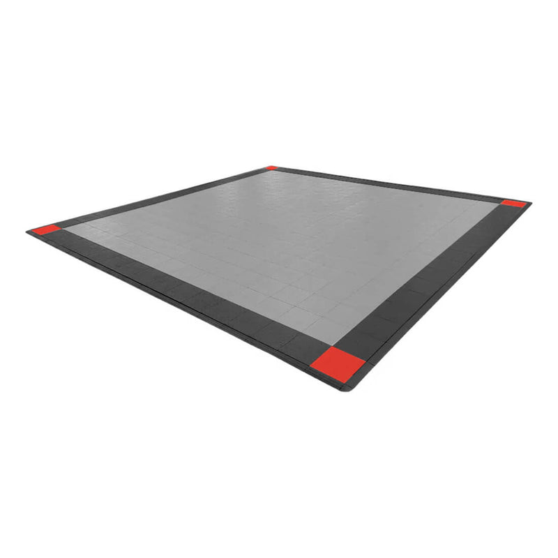 Speedway Tile 2-Car Garage Floor Tile Mat / Pad (Silver / Black / Red)