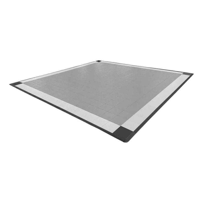 Speedway Tile 2-Car Garage Floor Tile Mat / Pad (Grey / Silver / Black)